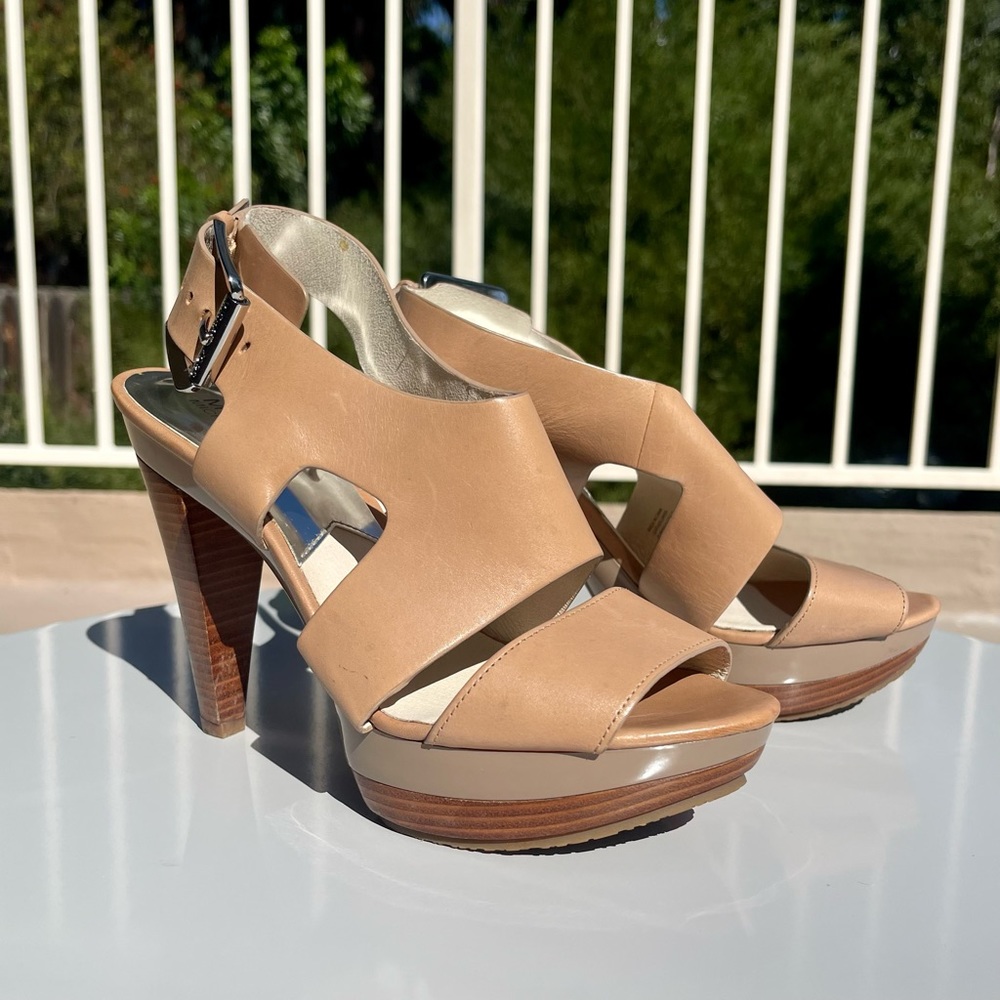 MICHAEL Michael Kors Carla Leather Nude Platform Heels